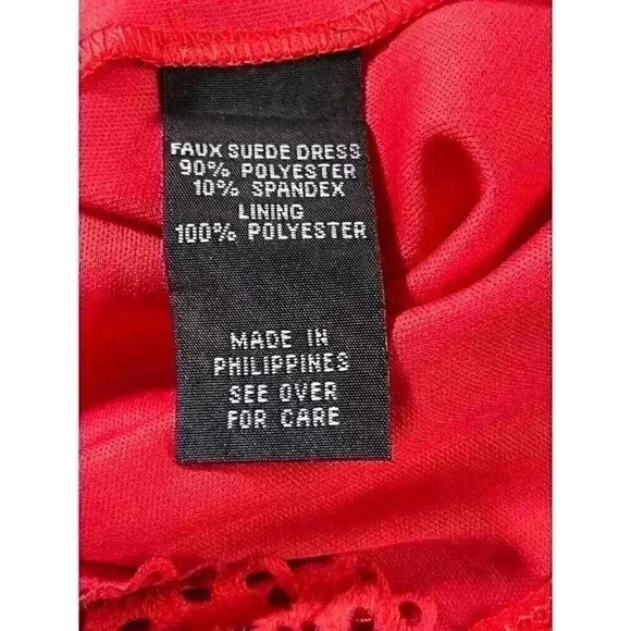 By & By Red Faux Suede Shift Dress Girls 10 Laser Cut Hem - Picture 5 of 5